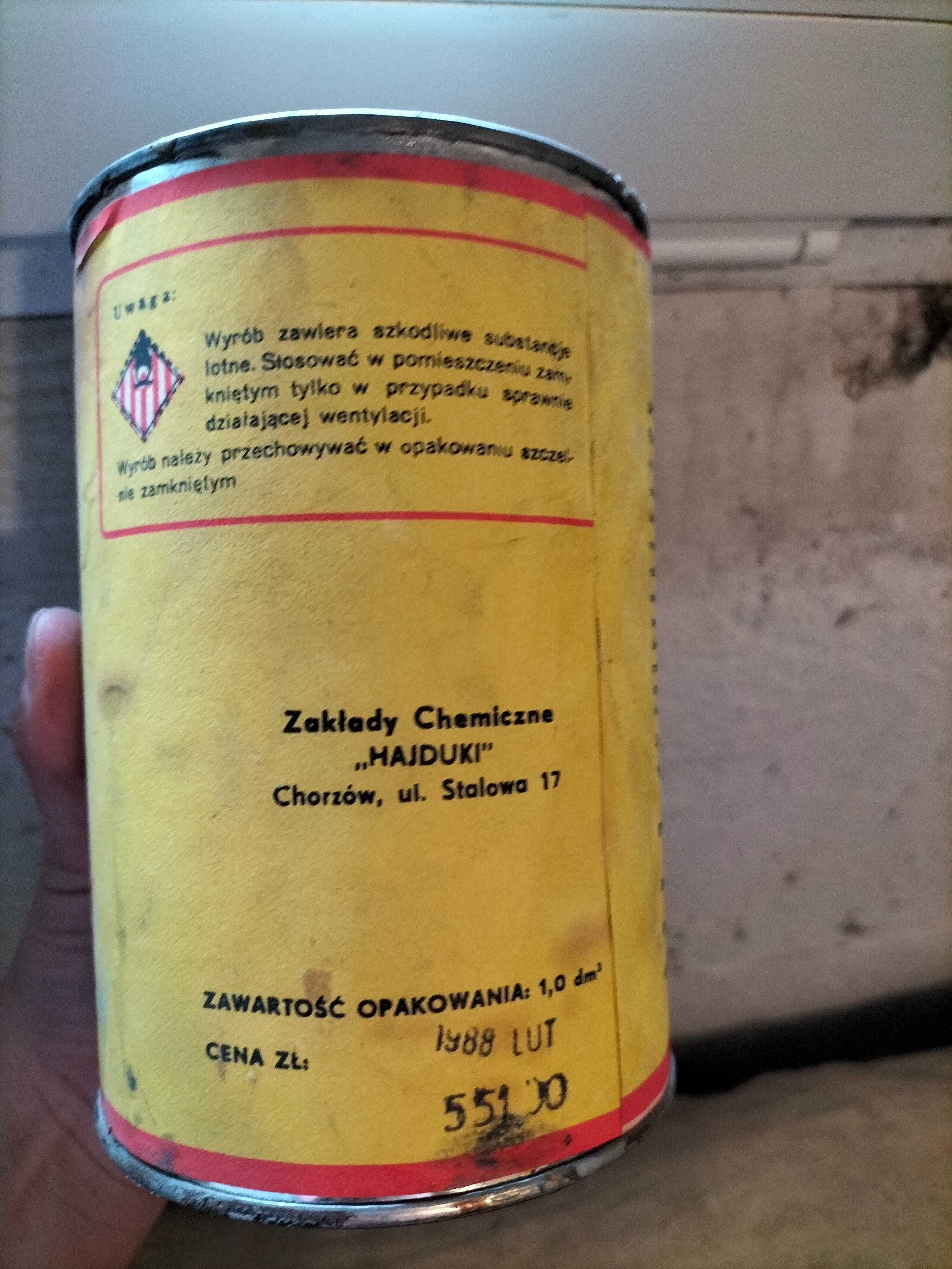 Pokost lniany puszka nieotwarta z 1988 roku PRL