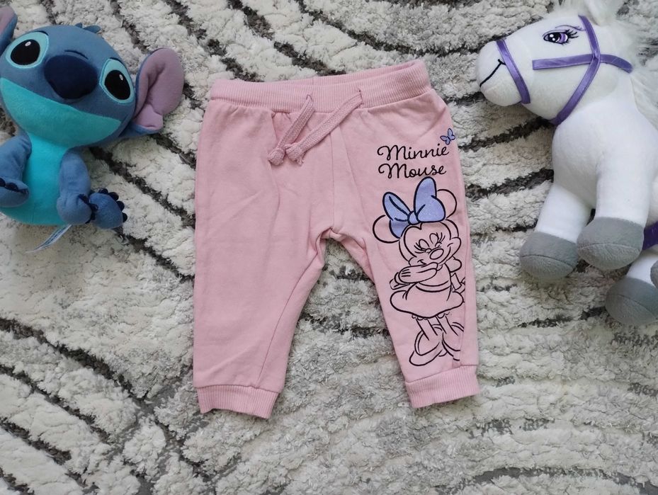 Spodnie dresowe dresy Minnie Mouse Myszka Minnie Mini Miki 68 brokat