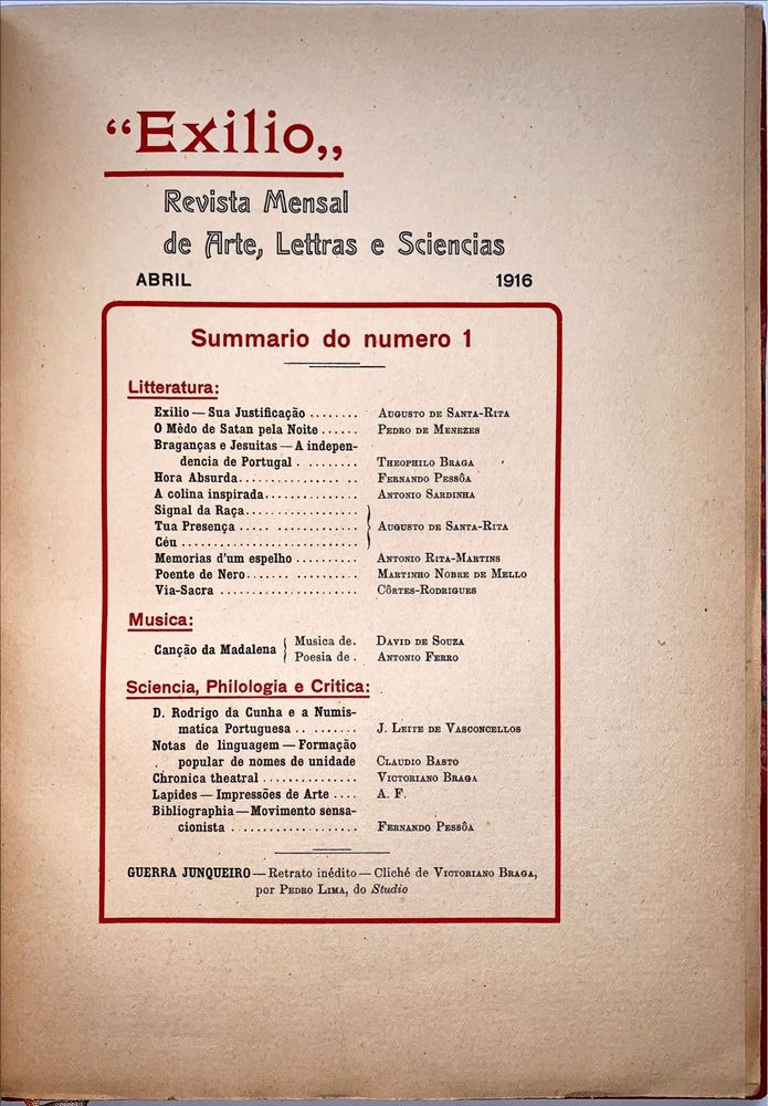 Fernando Pessoa - Exilio - Revista 1916