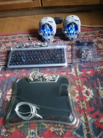 Skull Клавіатура+мишка+usb hub коврик+колонки