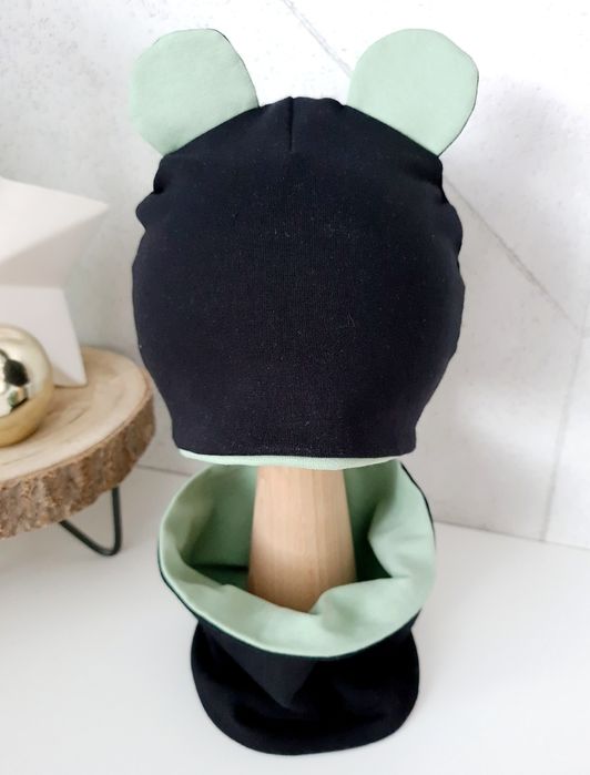 Komplet jesienny czapka z uszami i komin