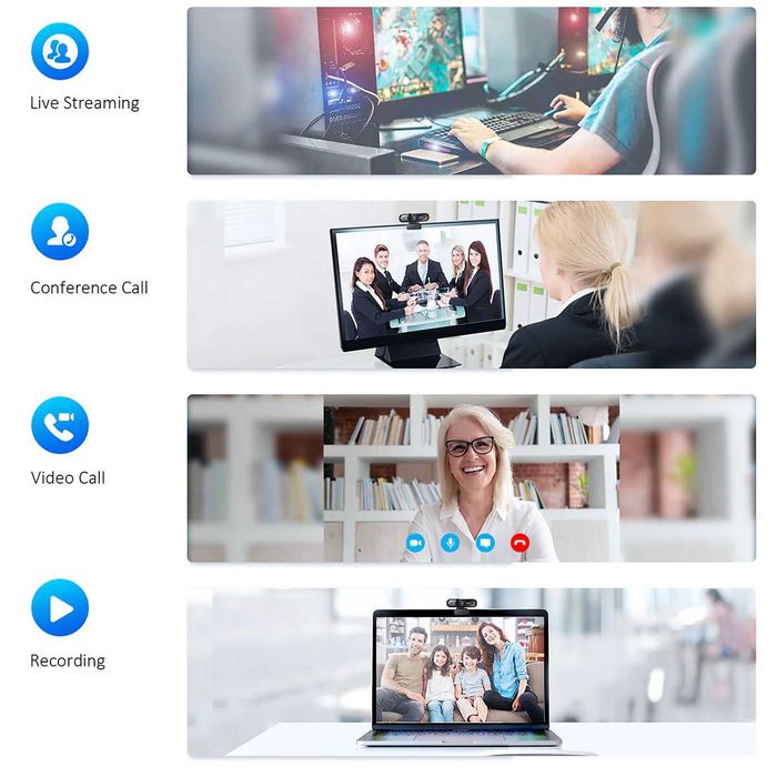 CamPark PC02 kamera internetowa 1080P FullHD mikrofon 1,8m 5MP zasłona