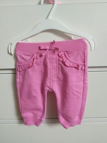 Nowe spodnie dresy niemowlęce różowe 0-3 miesiące