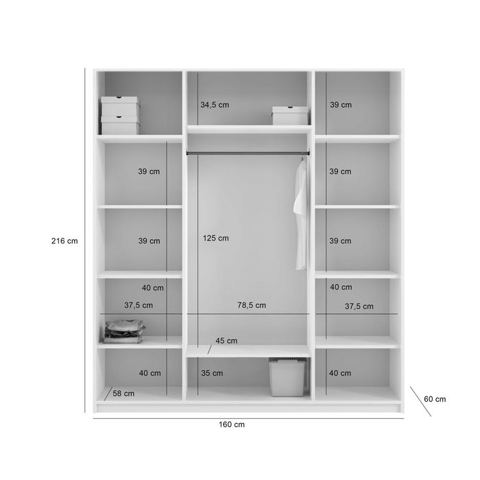 Szafa, garderoba NICEA 160 oraz 180 w różnych kolorach.