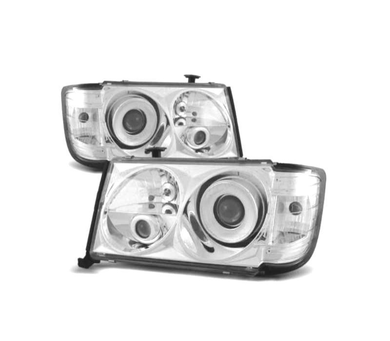 FARÓIS PROJECTORES + PISCAS MERCEDES E W124 93-95 CROMADO VIDRO LISO