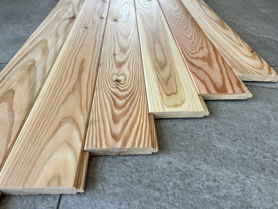 Boazeria podbitka modrzew, deska elewacyjna pióro wpust 15x100