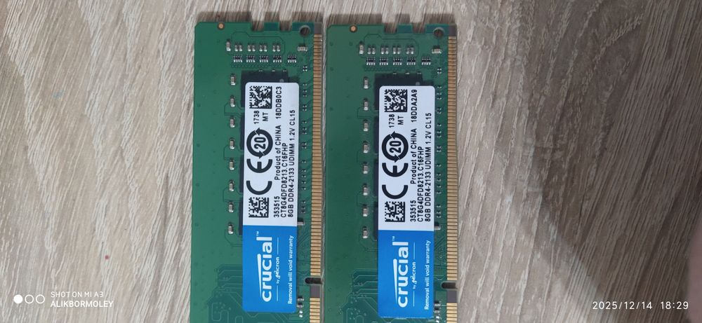 Crucial  16gb DDR4 2133MHz  (2*8) комплект