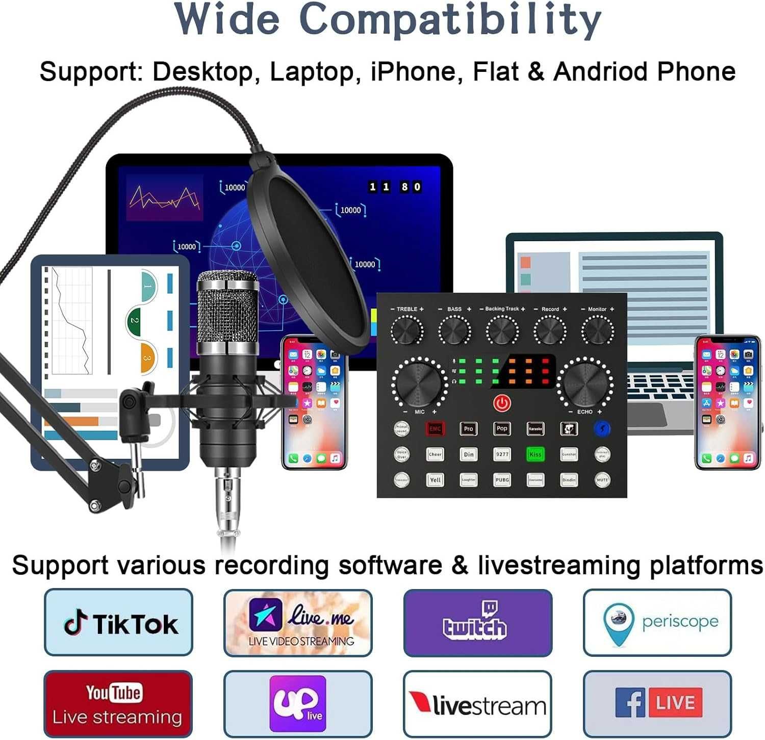 Podcast mikrofon do 2, ALPOWL Audio Interface BM800