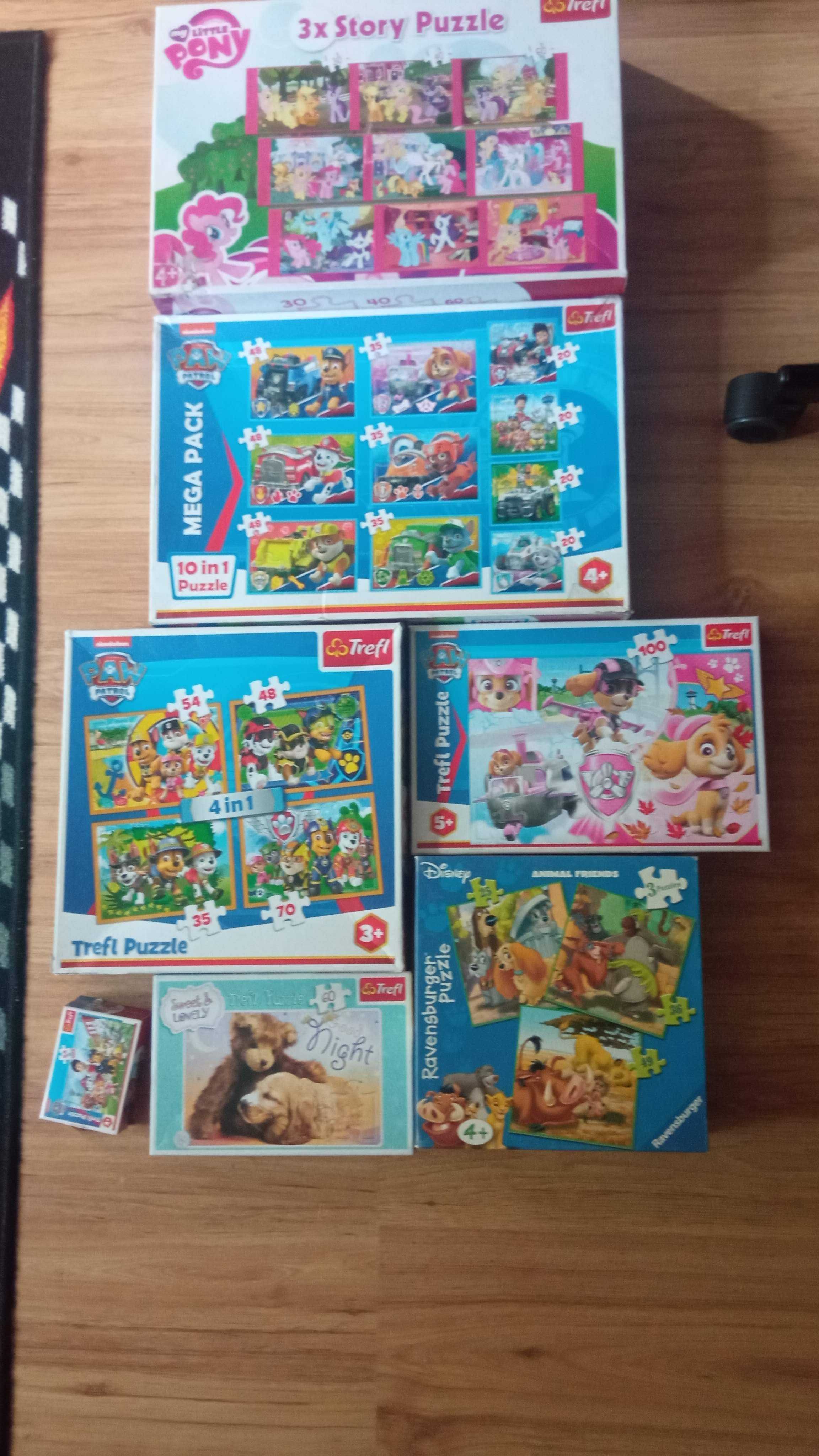8 x Puzzle Trefl Psi Patrol 10w1, 4w1, kucyki Pony 9w1, Frozen II