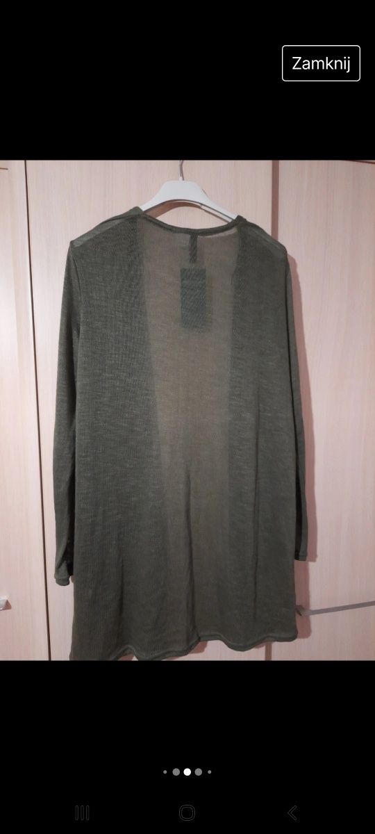 Sweterek kartygan narzutka khaki S/M