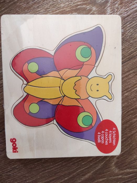 Метелик бабочка пожарна машина дерев'яна пазл іграшки дитячі  Goki