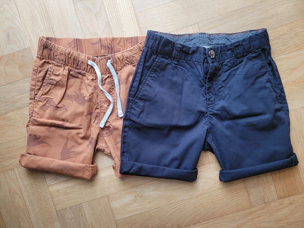 Szorty, krótkie spodnie H&M 116, bawełniane, granatowe chinos brązowe