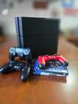 PlayStation 4 FAT com 3 comandos + 2 jogos (para reparação ou peças)