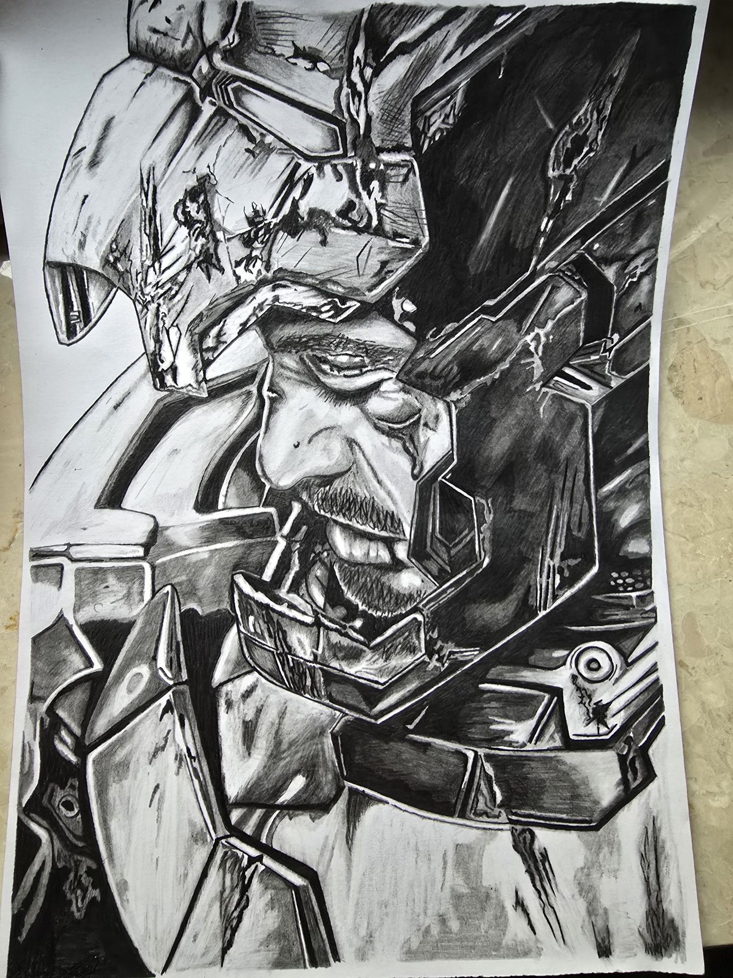 Rysunek A4 Iron Man wykonany w 100% ołówkiem