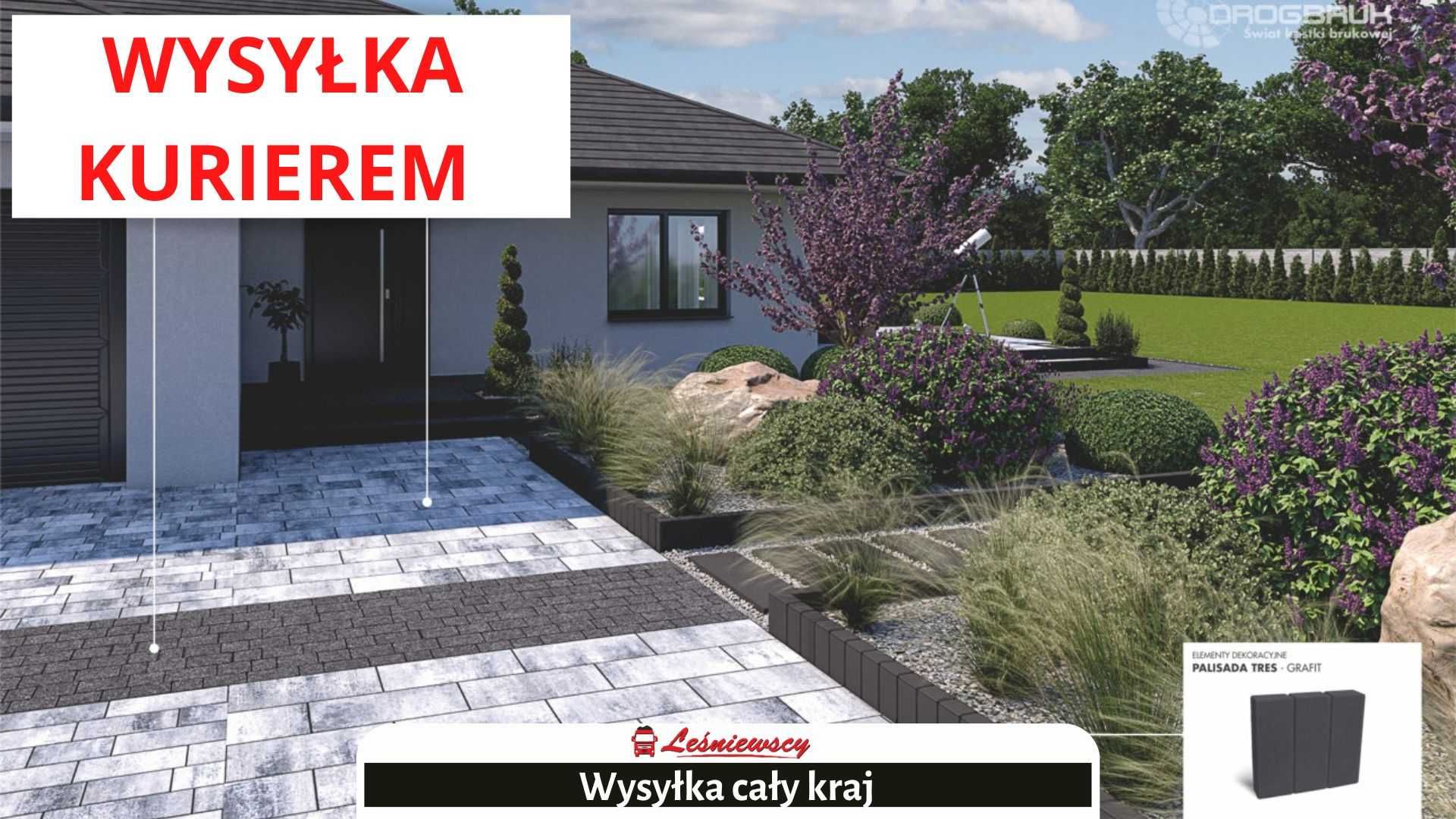 Palisada betonowa tres 40 cm grafit - schody, taras - kurier