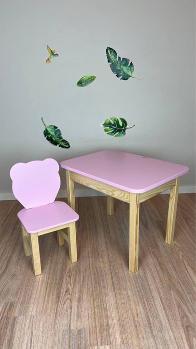 Дитячий столик та стільчик ведмедик комплект дитячий парта з пеналом