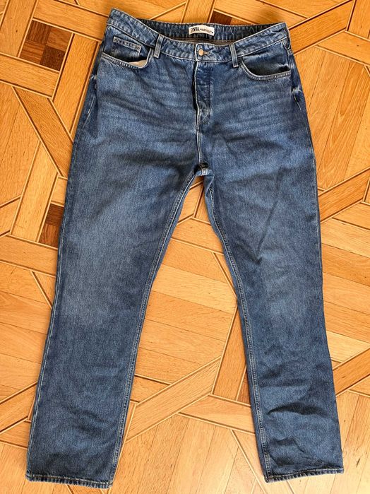 Джинсы синие прямые классические Zara 46 размер, USA 14, 36 классика