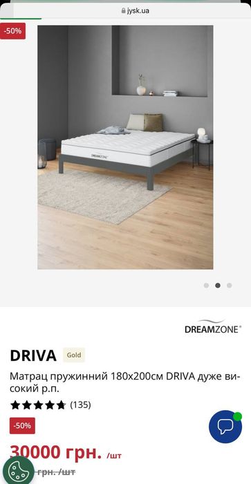 Пружинний матрац DREAMZONE 200/180