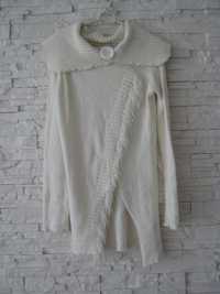 sweter biały ciepły okazja tanio S M L vintage boho pulower oversize