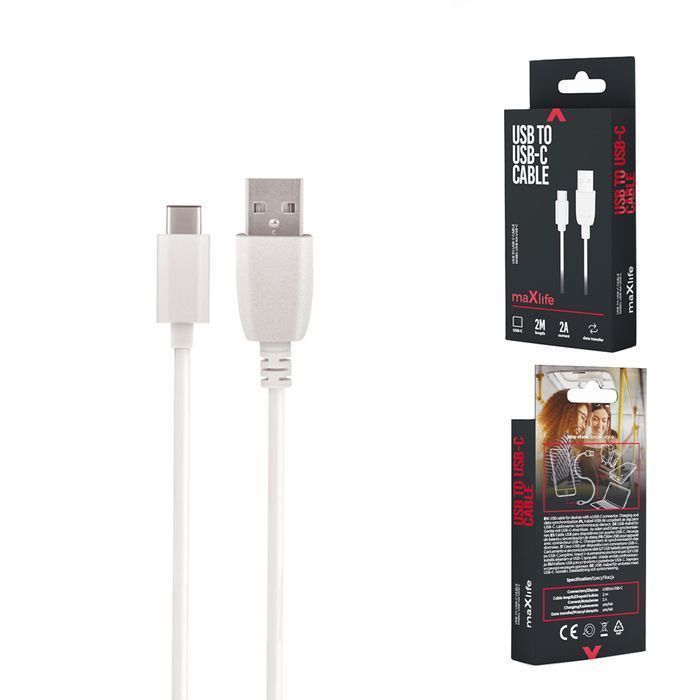 Maxlife Kabel Usb - Usb-C 2,0 M 2A Biały