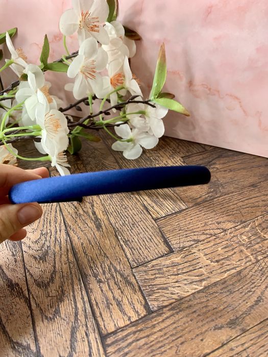 Granatowa kobaltowa chabrowa opaska satynowa