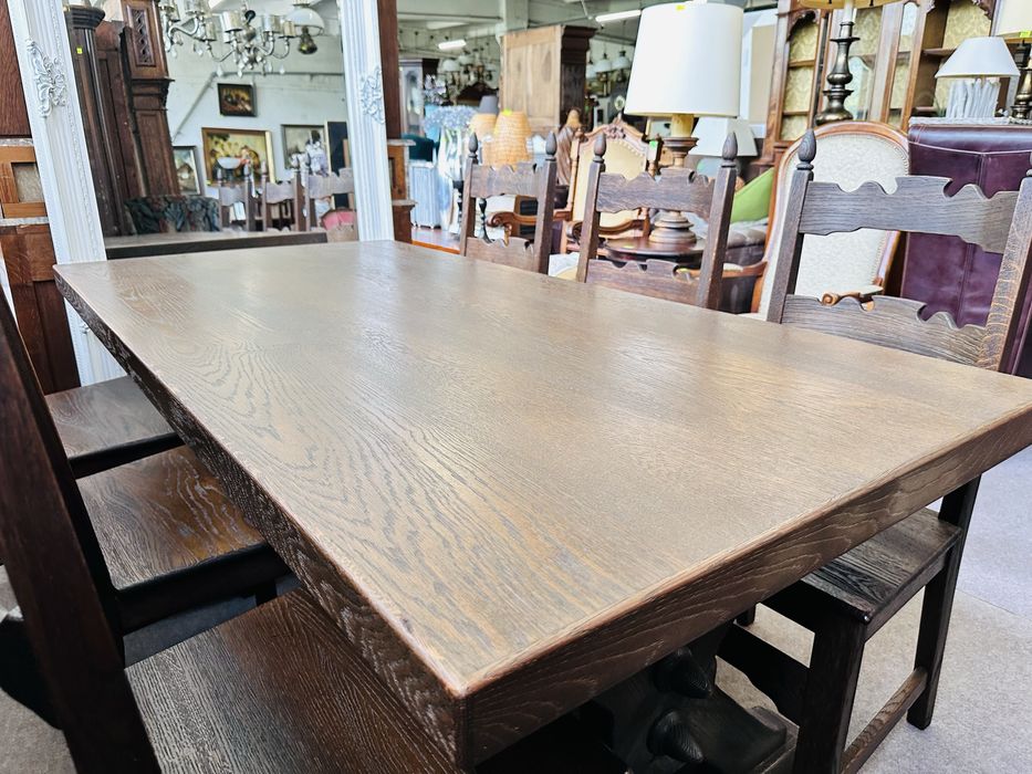 Do klimatycznego wnętrza :) Stół z 6 krzesłami SZCZOTKOWANE DREWNO DĄB