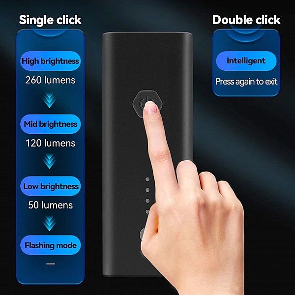 Lampka rowerowa przednia Rockbros 260 lm + kabel USB-C - USB-A - czarn