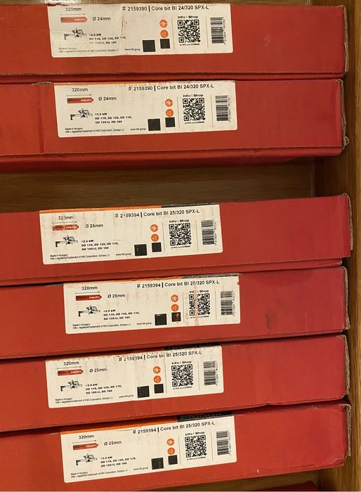 NOWE wiertło koronkowe HILTI SPX-L (końcówka BI) - od fi 12 do fi 28