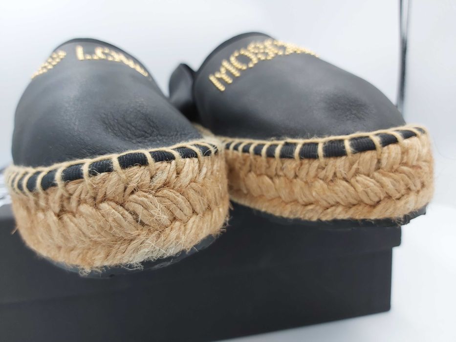Mokasyny czarne LOVE MOSCHINO dżety espadryle rozmiar 39