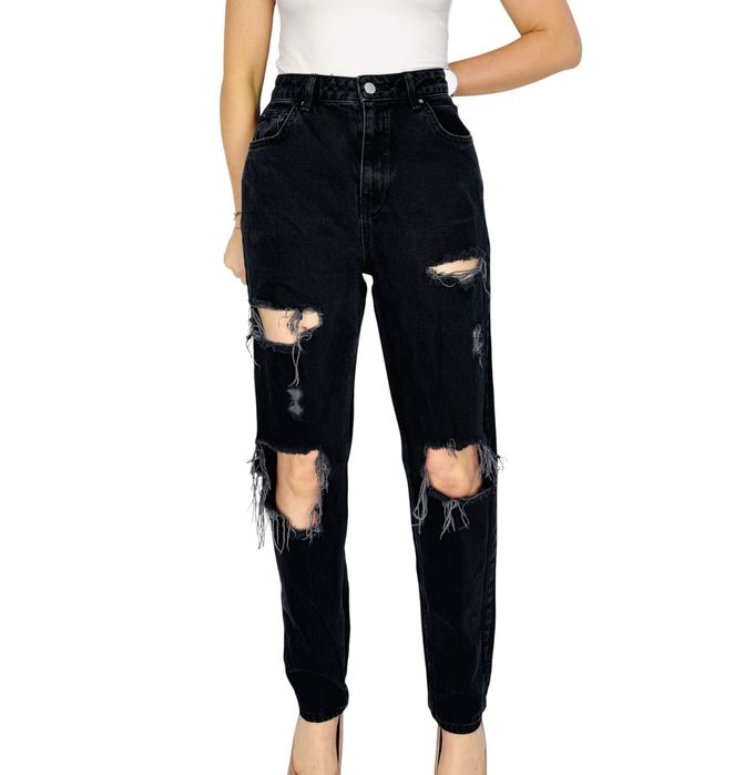 Czarne jeansy z dużymi przetarciami L 40 Denim Co.