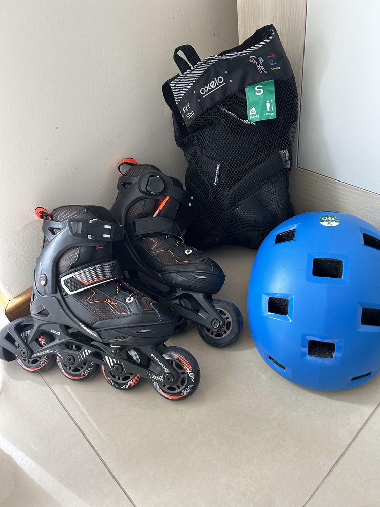 Patins  Em linha Criança 28-32 proteções e capacete