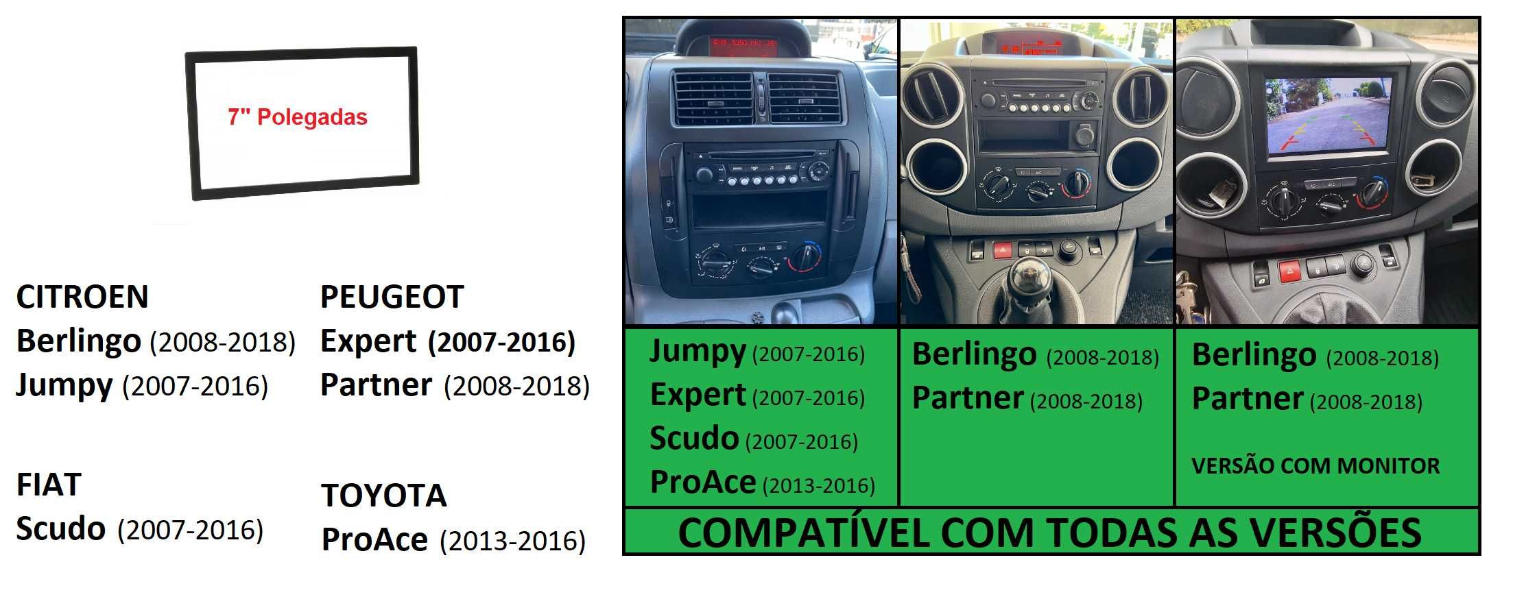 Rádio 2DIN • CITROEN Berlingo Jumpy PEUGEOT Partner Expert FIAT Scudo