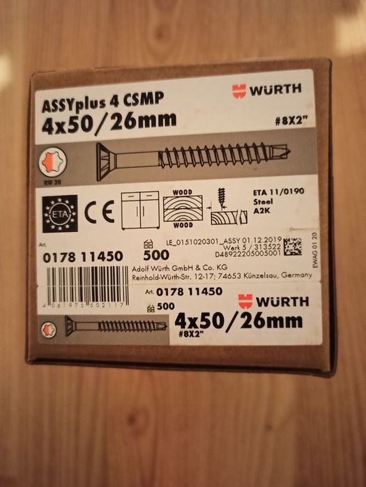 Wkręty 4x50 Wurth