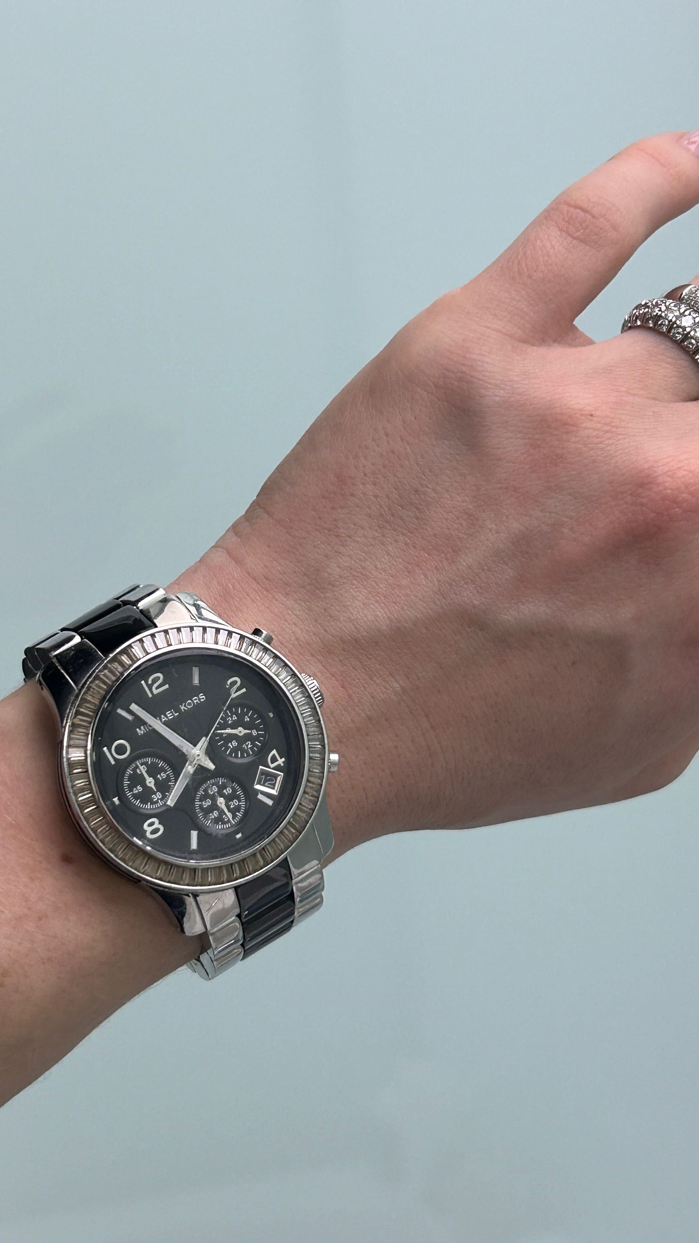 Годинник жіночий Michael Kors оригінал сріблясто-чорні кераміка MK5677