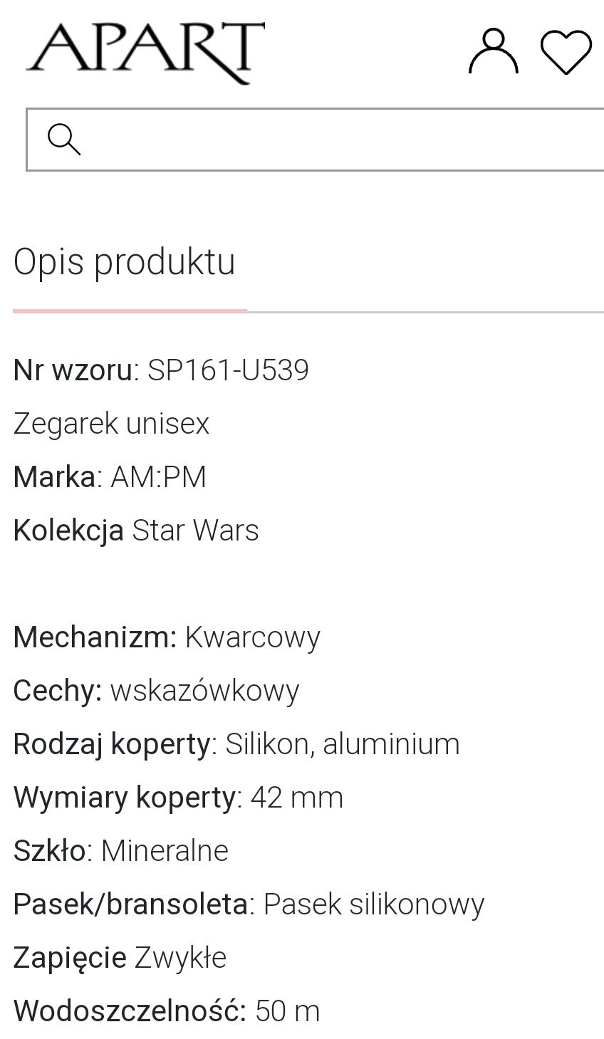 Zegarek Apart AM:PM Star Wars,nowy z metką,