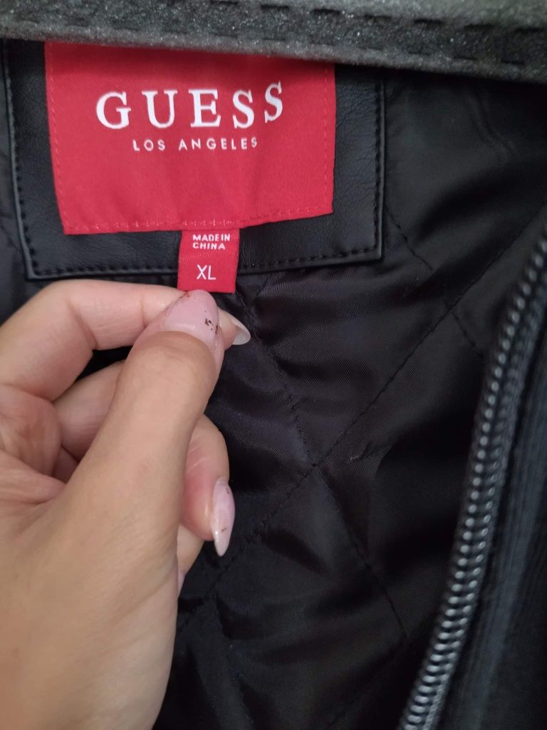 Kurtka męska Guess. Rozmiar XL. Nowa bez metki. Skóra. Czarna kaptur