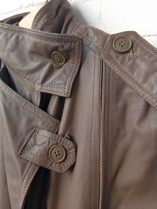 Вінтажний шкіряний плащ, колір мокко