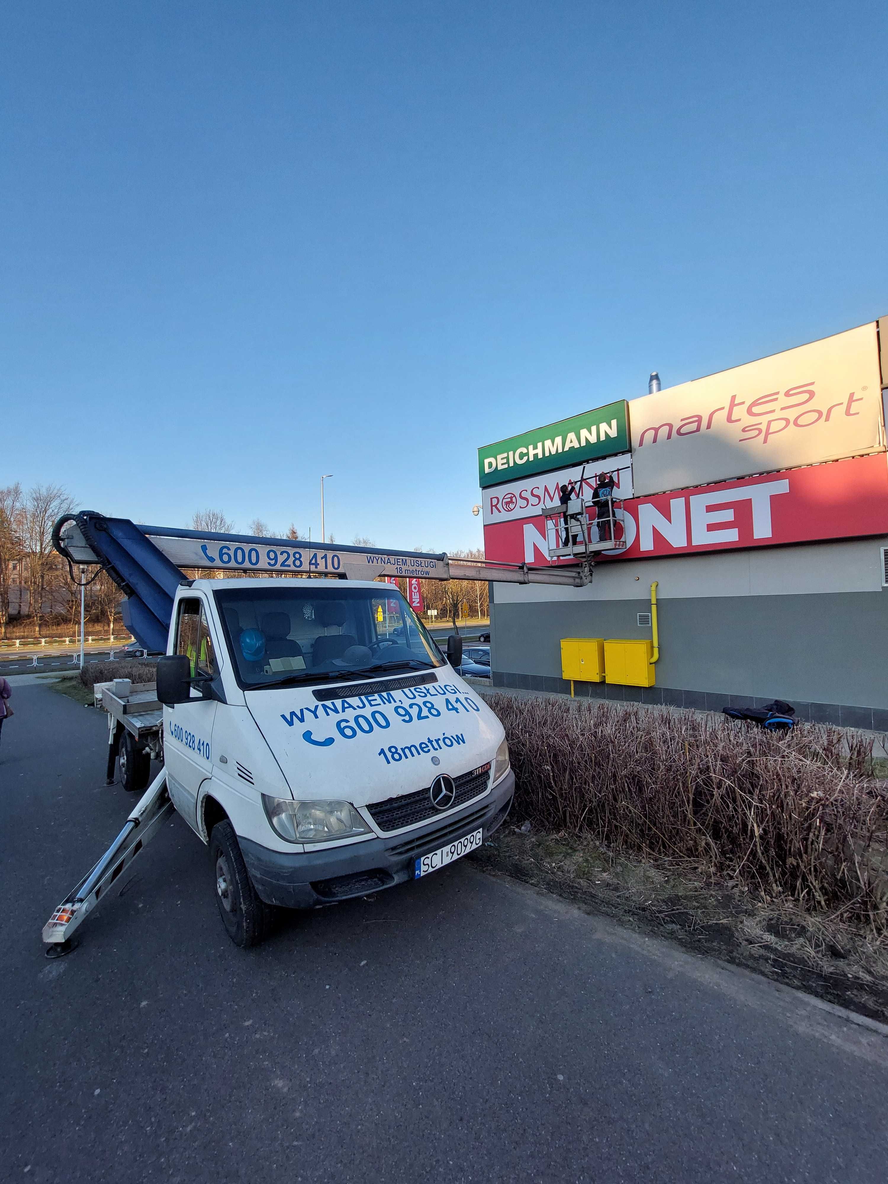 Podnośnik koszowy, zwyżka 18m - WYNAJEM, USŁUGI, prace na wysokościach