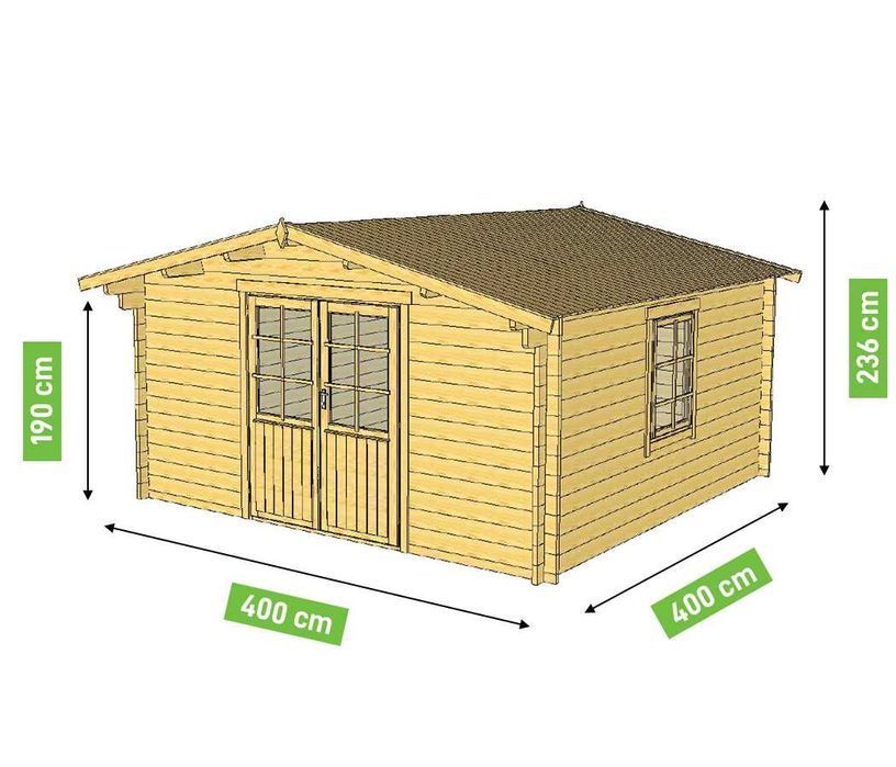 Domek ogrodowy narzędziowy NR30 400 x 400 cm 40mm z podłogą