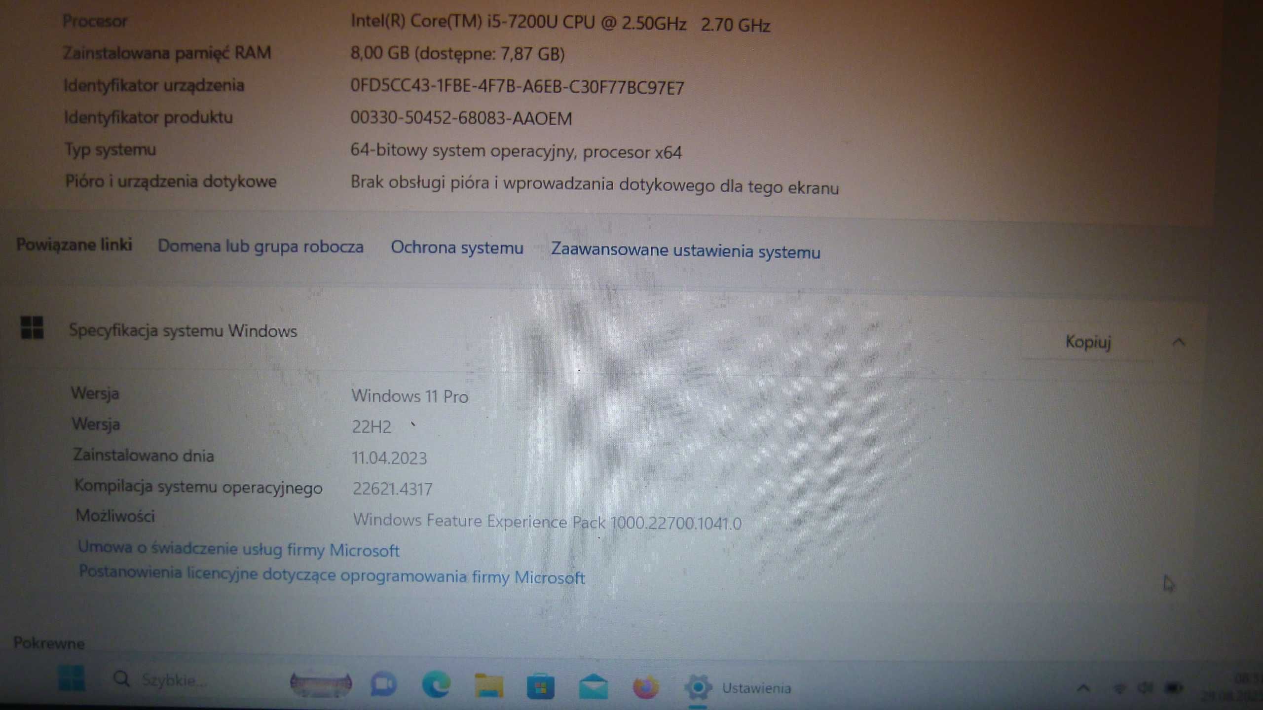 Dell Vostro 3568 Windows 11 Intel i5 7200U 15,6" Laptop 8GB 120GB SSD