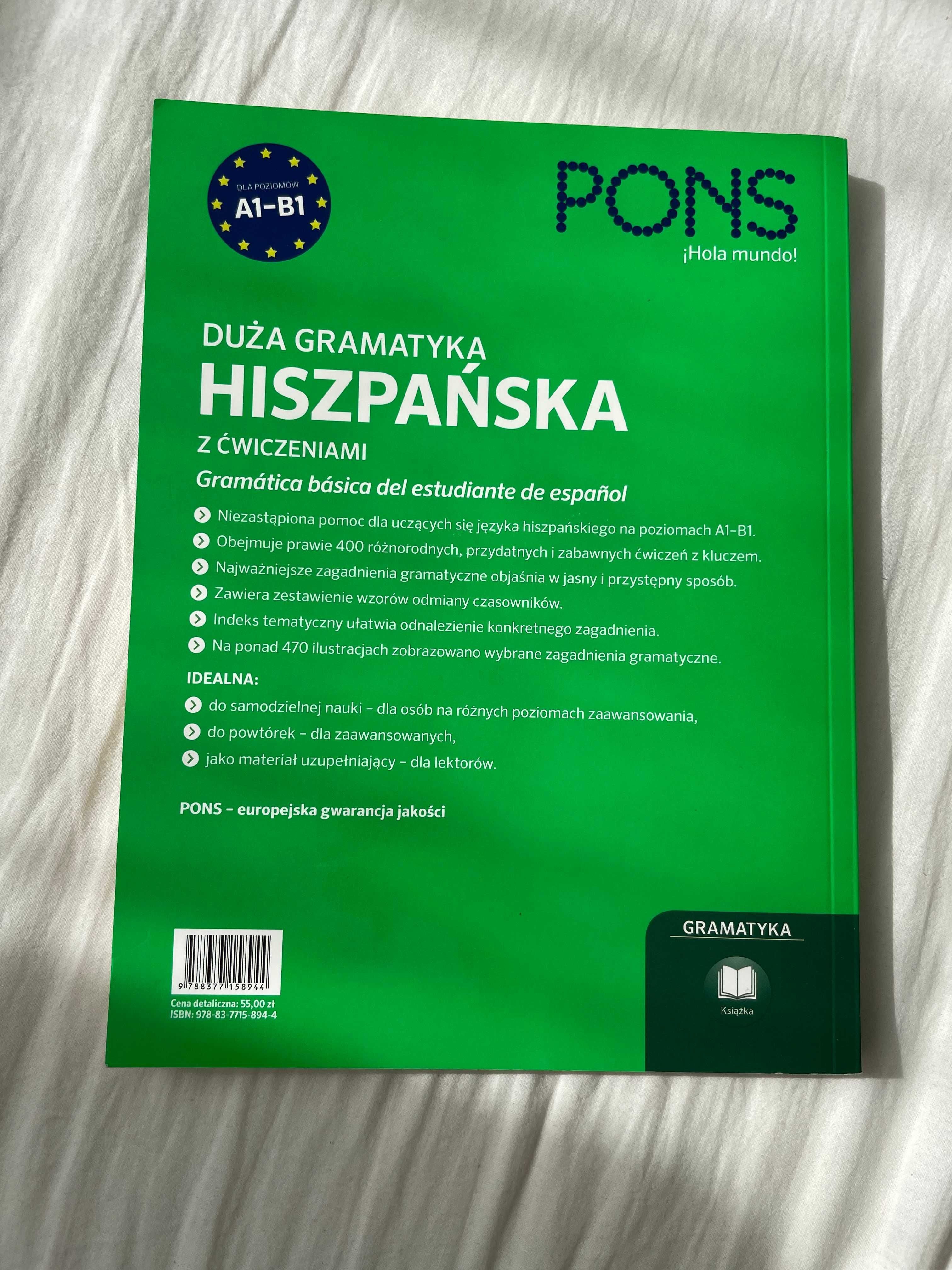 Duża gramatyka hiszpańska z ćwiczeniami (A1, A2, B1). PONS