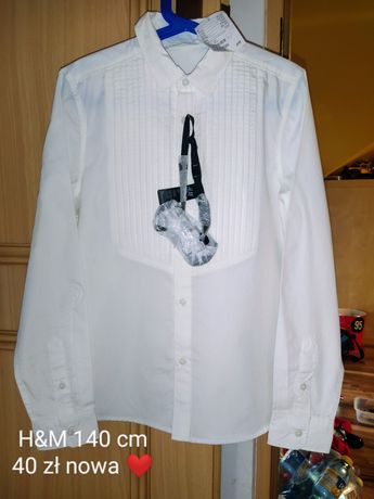 Nowa, mega koszula H&M rozmiar 140 cm z muszką. Cena z metki 80 zł