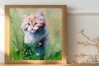 Картина  Кіт в траві олійними фарбами