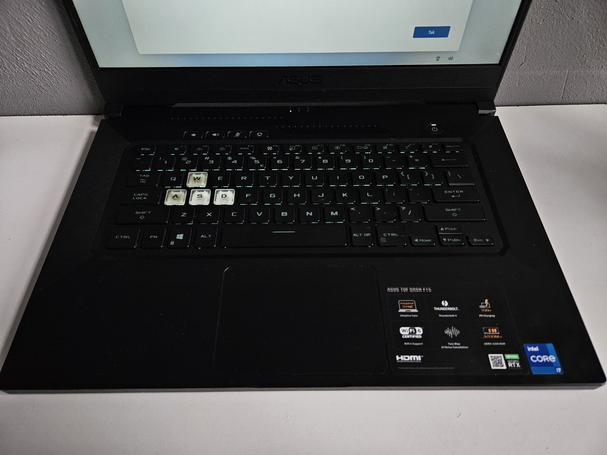 Laptop gamingowy Asus TUF Dash F15 Core i7-11370H 16/512 GB