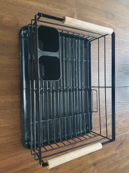 Ociekacz DUŻA SUSZARKA stojąca naczynia talerze sztućce czarna metal