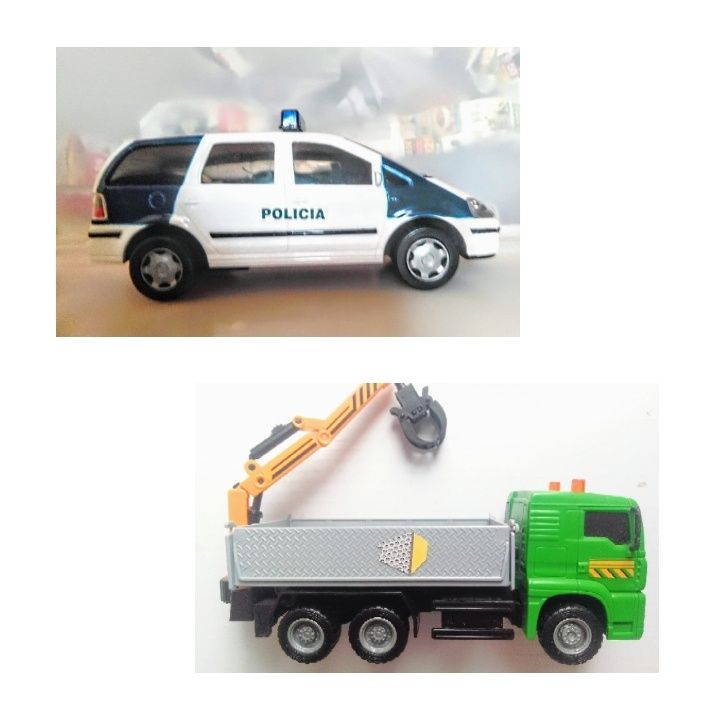 Camião de reciclagem e carro polícia Dickie Toys .