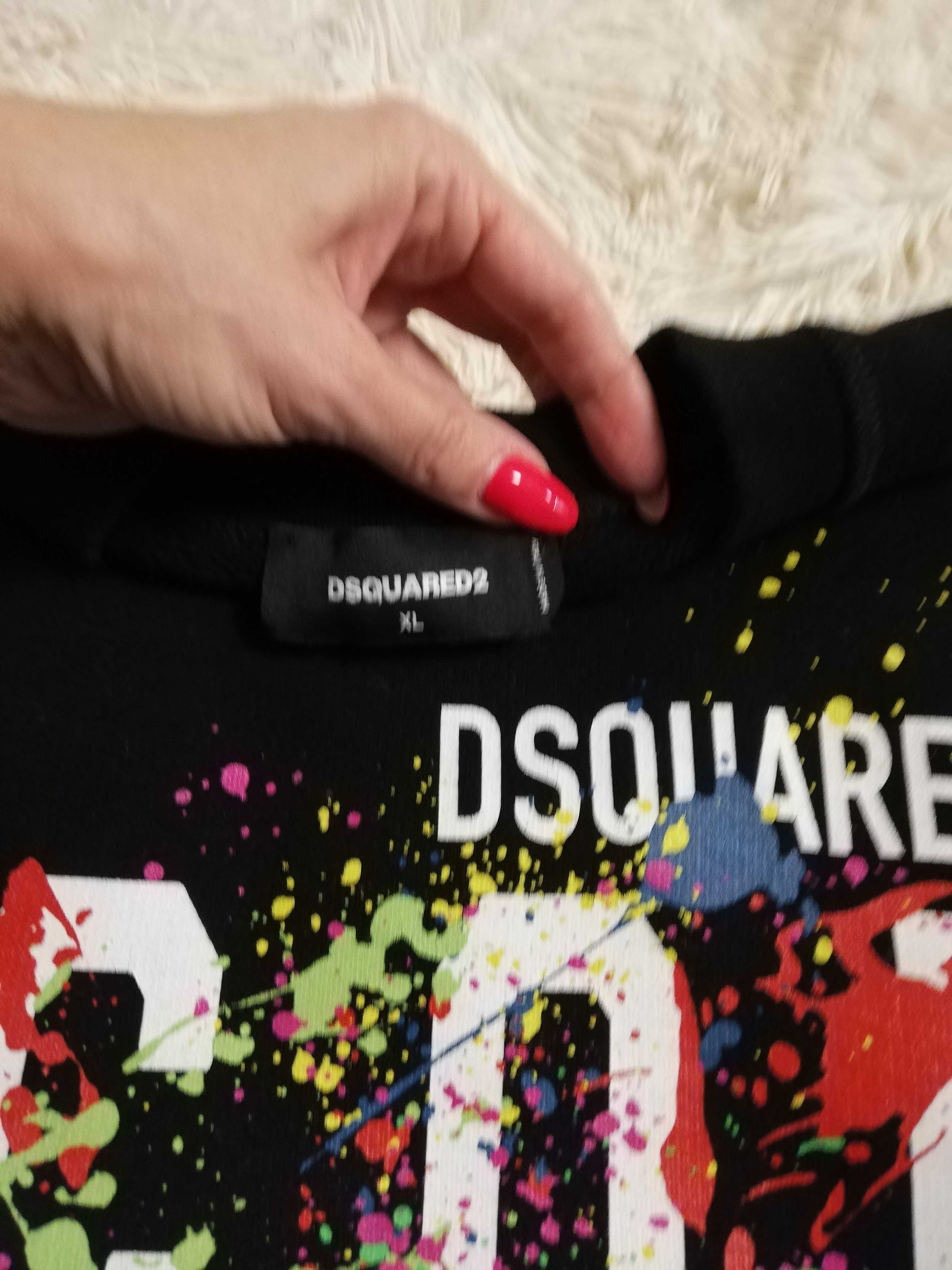 bluza DSQUARED2 L XL 40 42 męska bluza z kapturem ICON SPLATTER