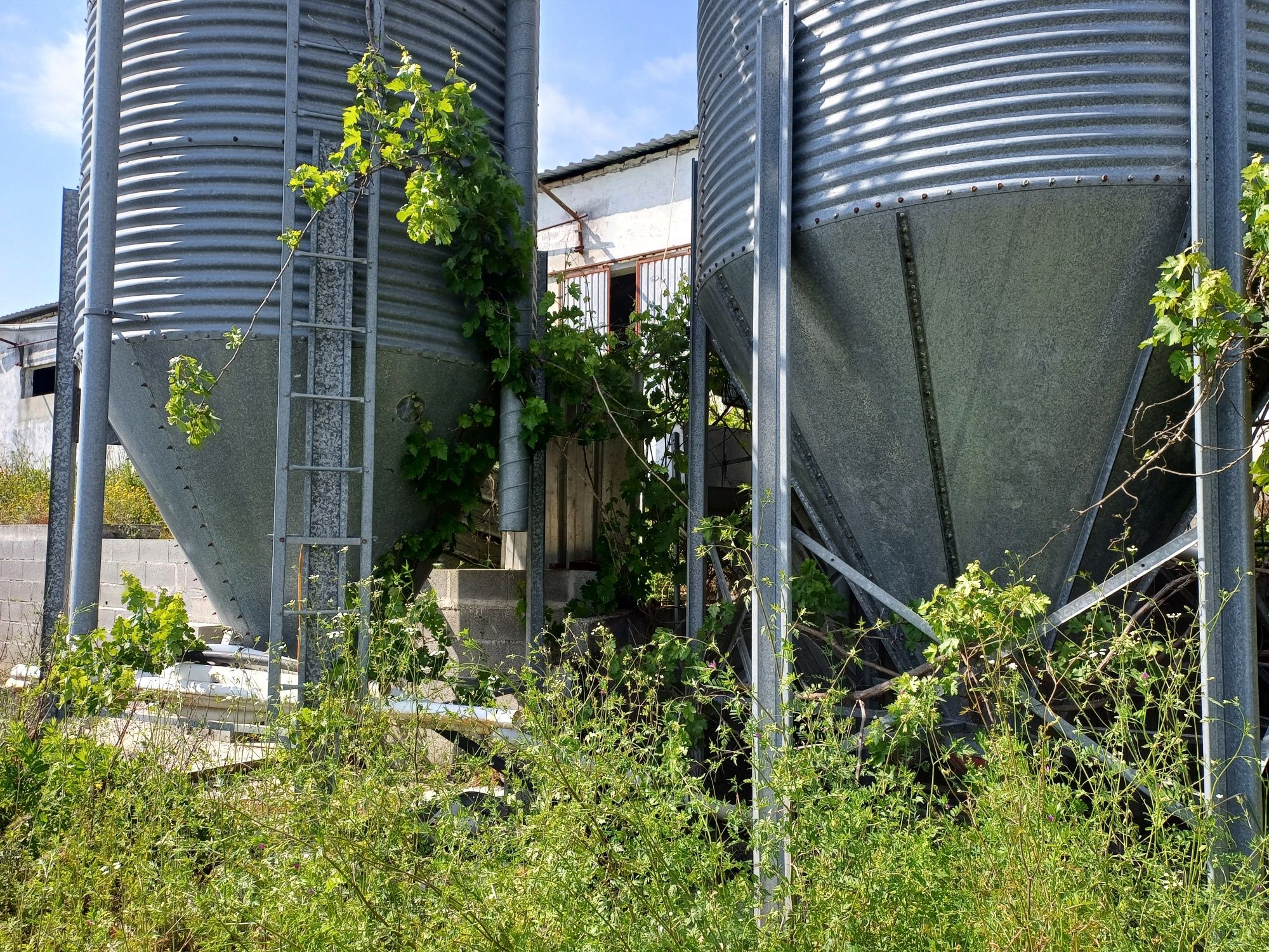 Dois silos usados para cereais