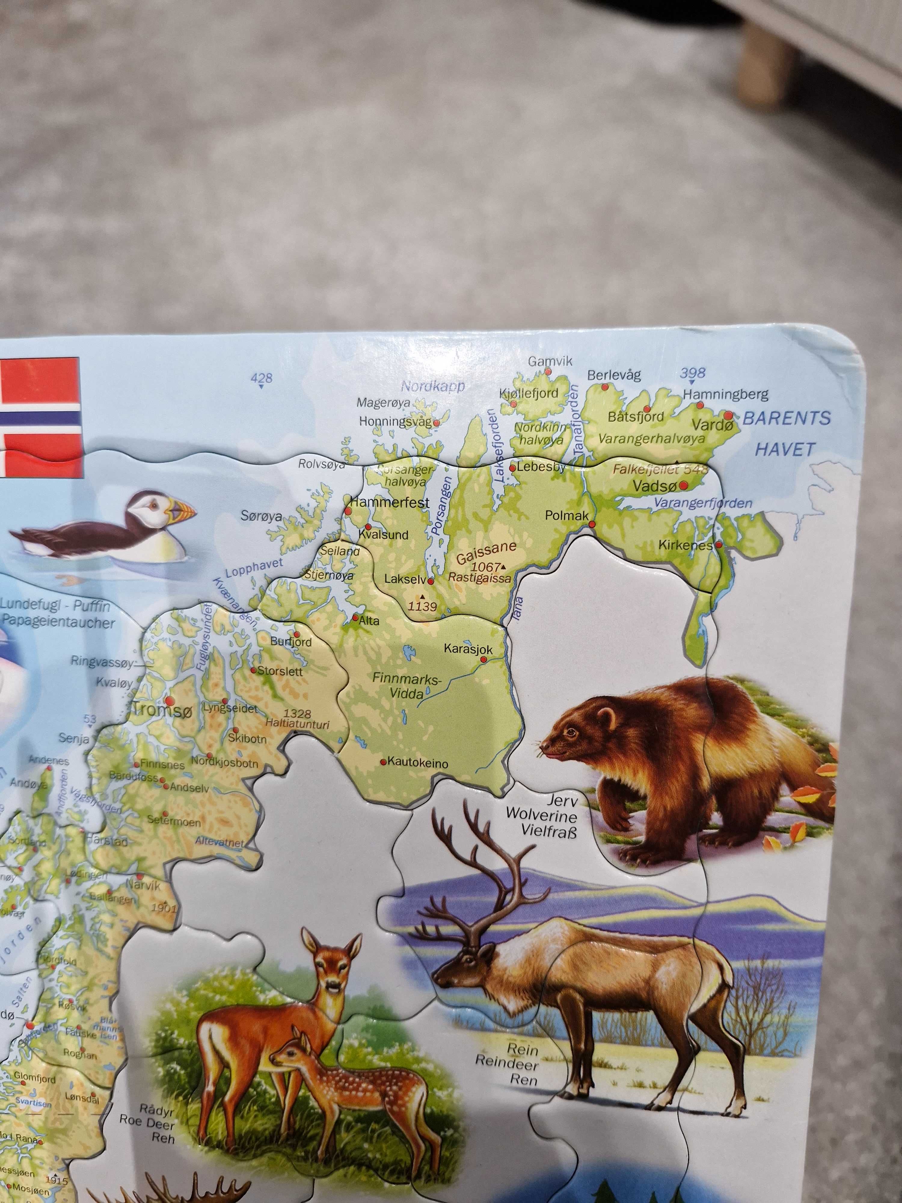 Puzzle z Norwegii ze zwierzętami