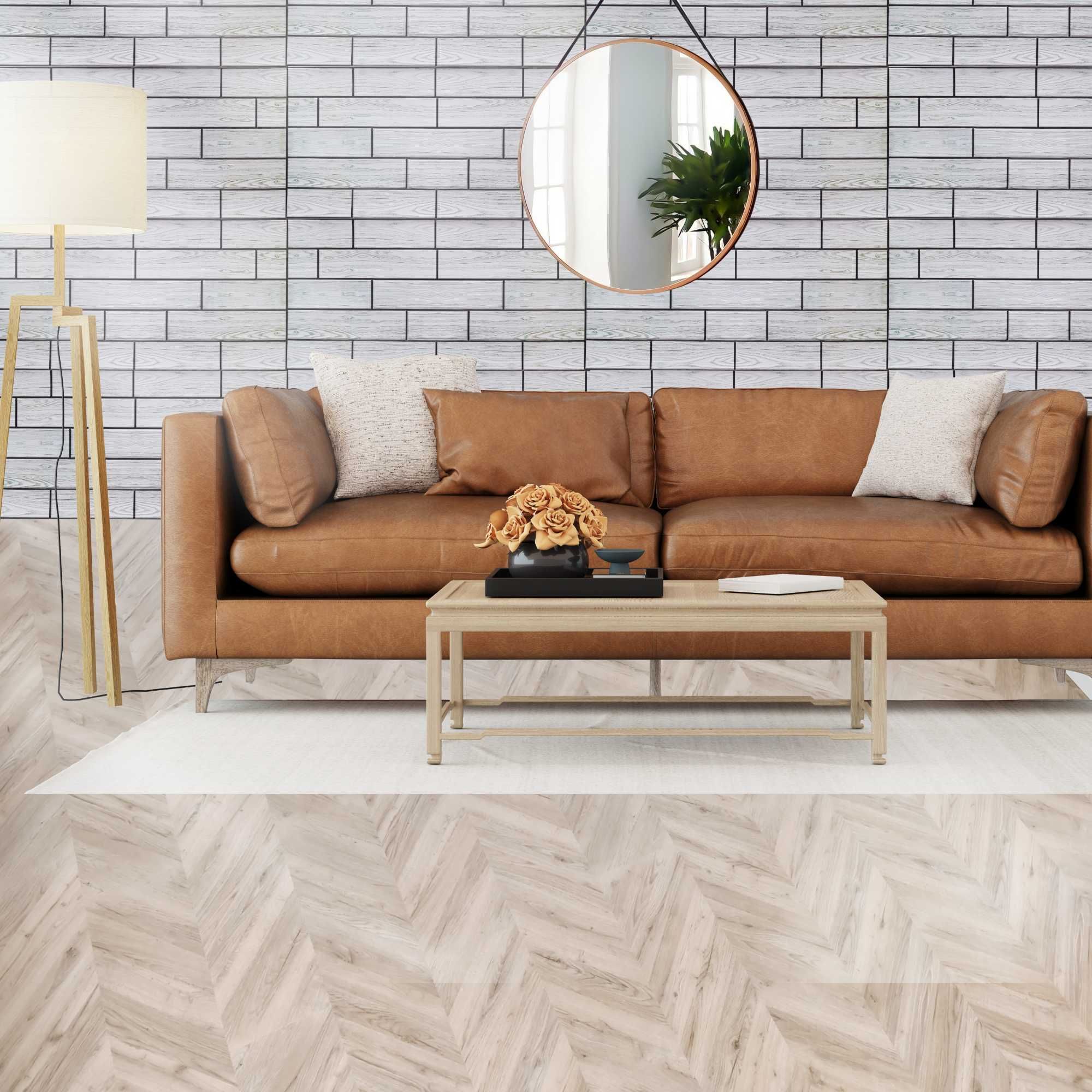 Panele Ścienne 3D Drewniana Cegła PCV Szara Zielona Deska 96x48 Dekor